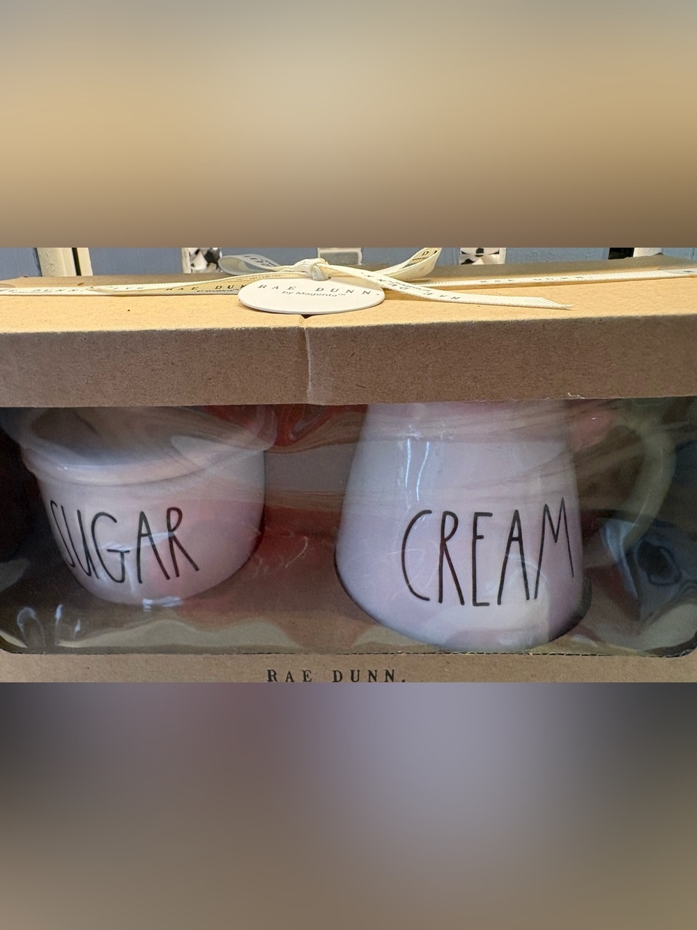 Rae Dunn Pink Marble Ceramic Jar with 'CREAM' Lettering